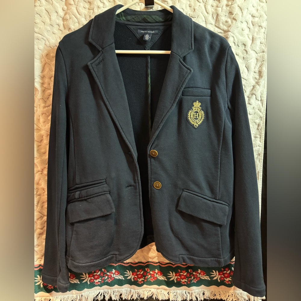 Tommy Hilfiger Navy Knit Sweater Blazer
